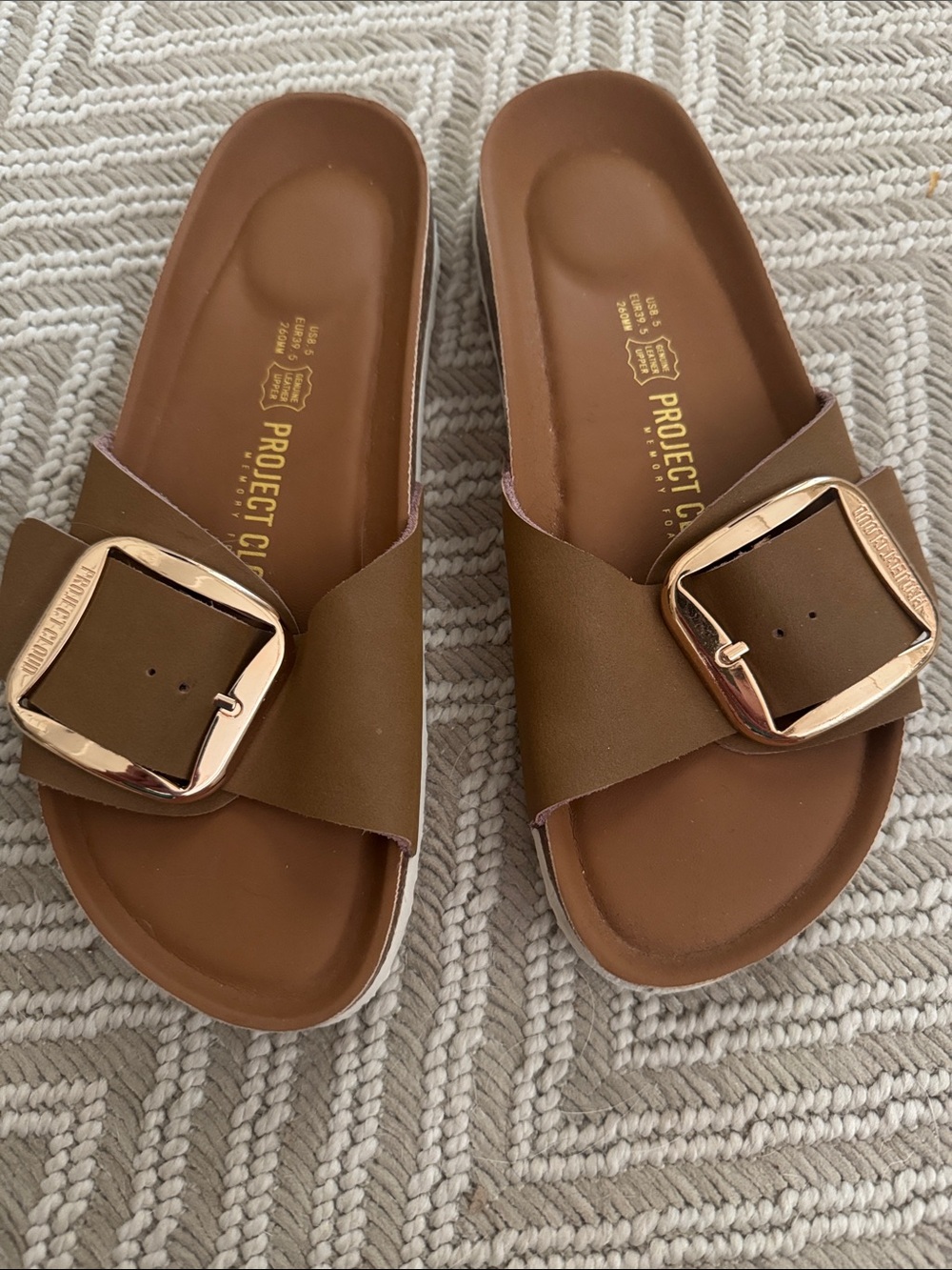Project Cloud Birkenstock Style Tan and Gold Comfort Sandals